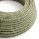 Câble textile Vert thym et Beige ZigZag - L'Original Creative-Cables - RD72 - rond 2 fils x 0.75mm au mètre