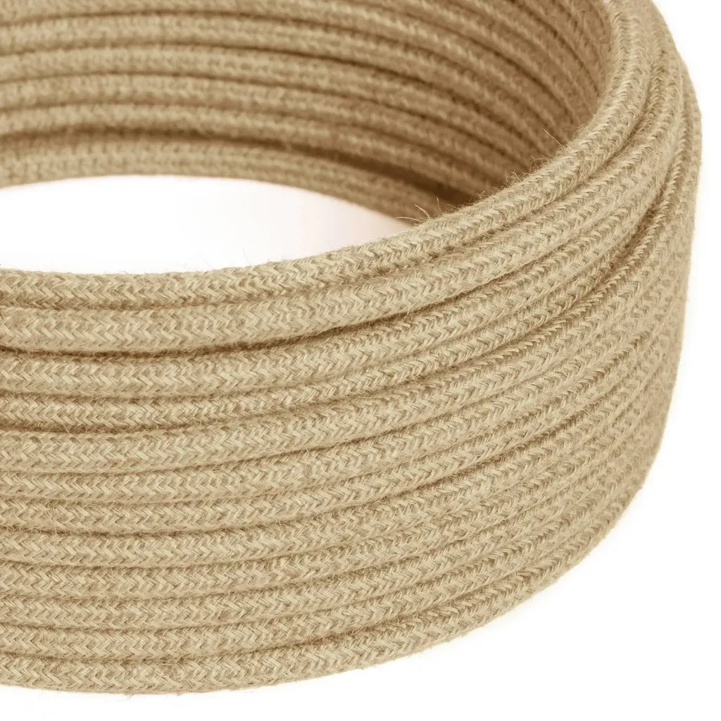 Câble textile Neutre en jute - L'Original Creative-Cables - RN06 - rond 2 fils x 0,75mm au mètre