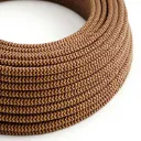 Câble textile Bordeaux et Or ZigZag brillant - L'Original Creative-Cables - RZ23 - rond 2 fils x 0,75mm au mètre