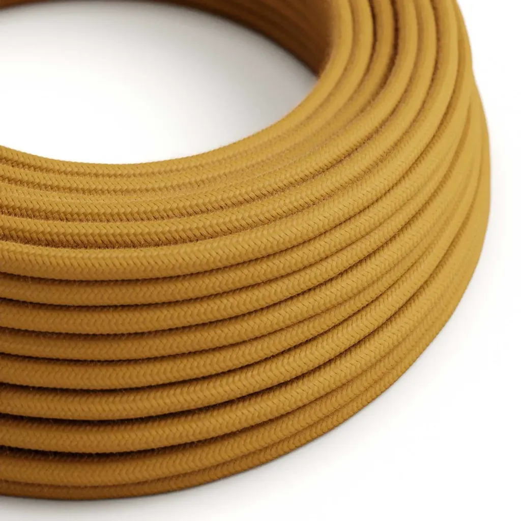 Câble textile Miel doré coton - L'Original Creative Cables - RC31 - rond 2 fils x 0,75mm au mètre