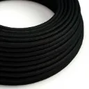 Câble électrique Ultra Soft en silicone recouvert de tissu Noir Charbon brillant - RM04 rond 2 fils x 0,75mm au mètre