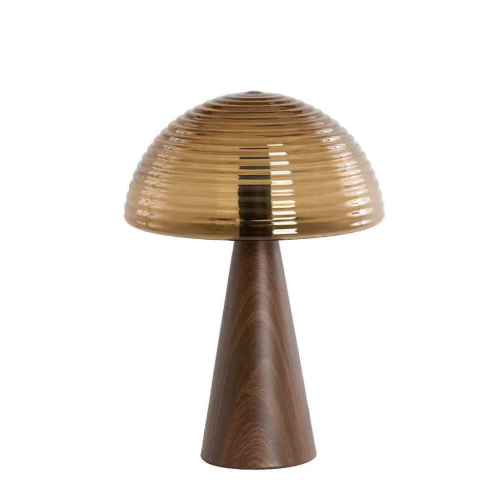 [LL000239] Lampe MADUE en verre brun et motif bois brun