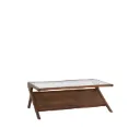Table de salon YUKO en bois acacia brun foncé et verre