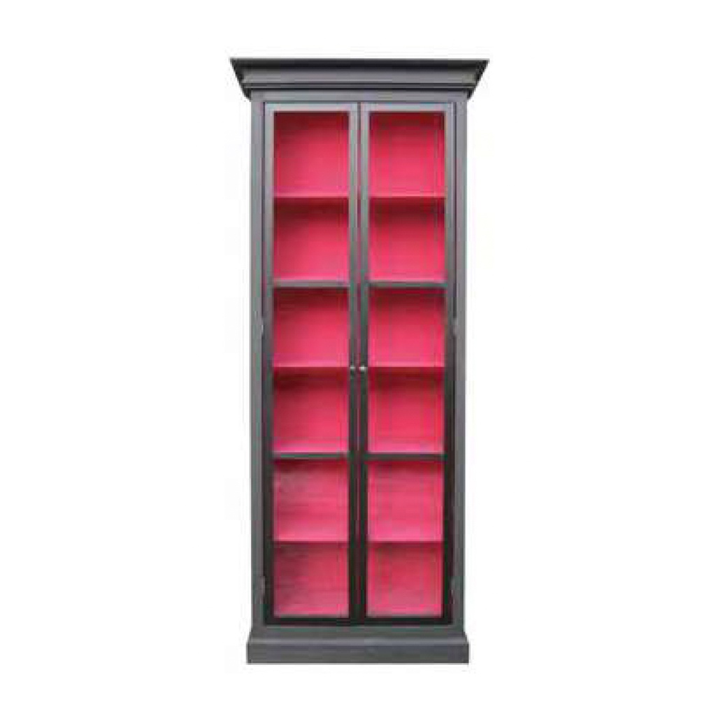 Vitrine bibliothèque porte métal patine vintage Eléphant/ardoise