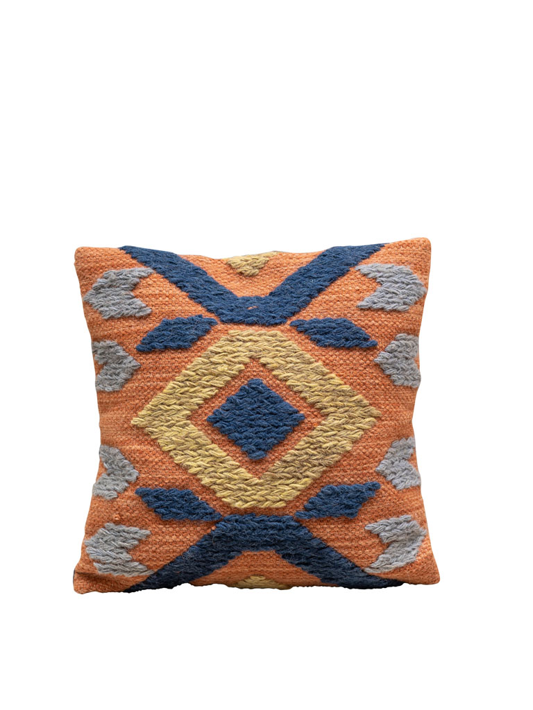 [CH002979] Coussin kilim bleu et orange