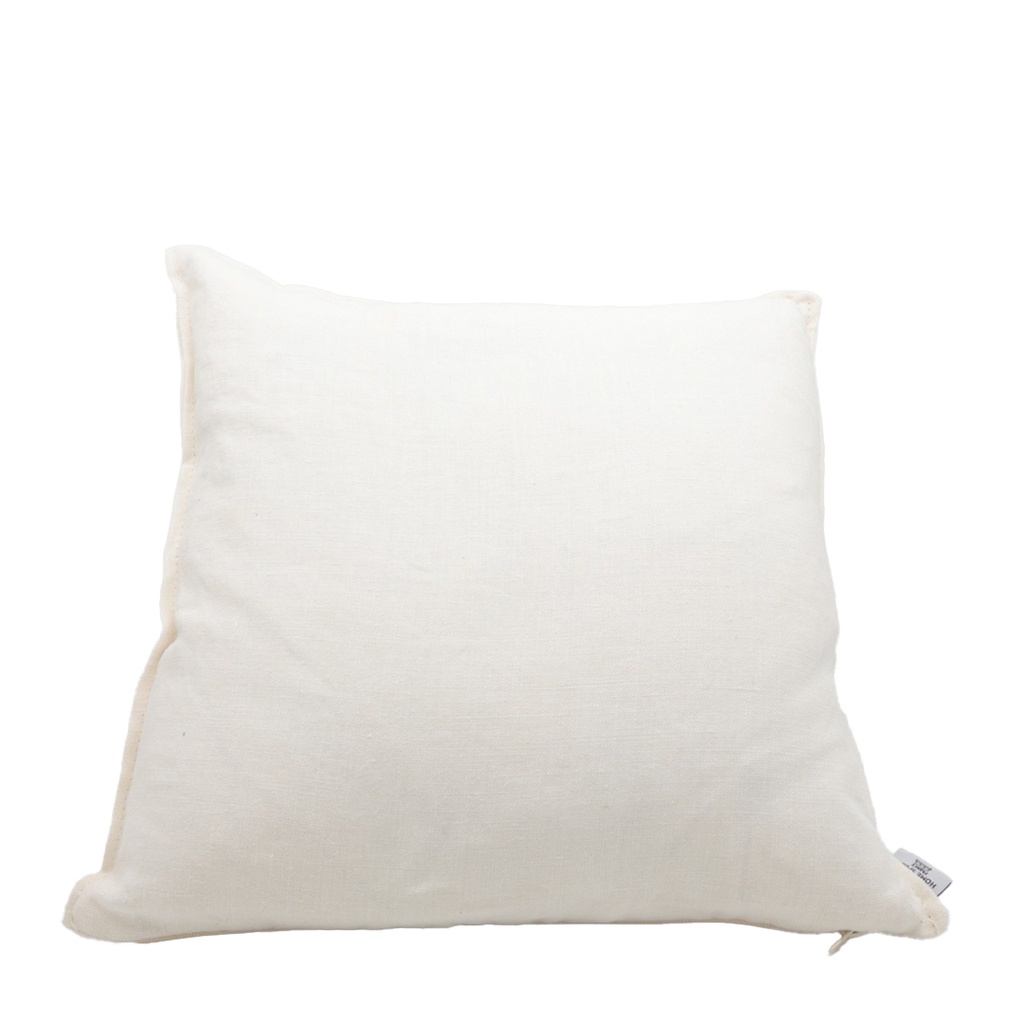 Coussin uni lin Tissu Sweet écru couture pincée 45 x 45 plumes