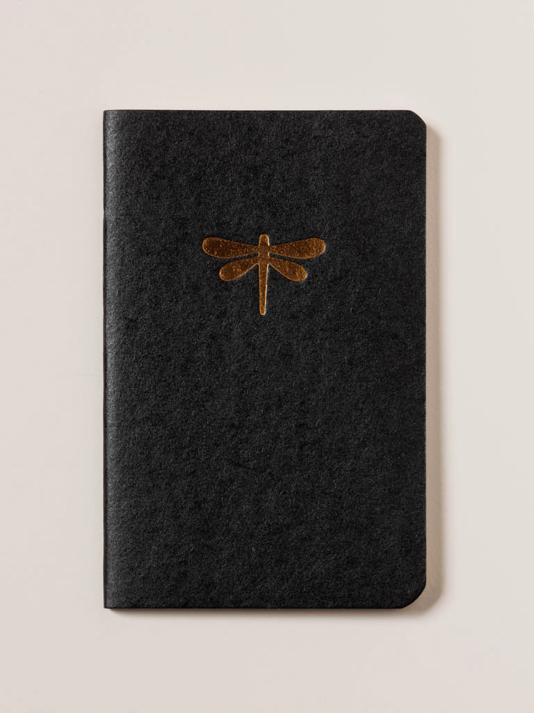 [CH003062] Carnet noir libellule dorée
