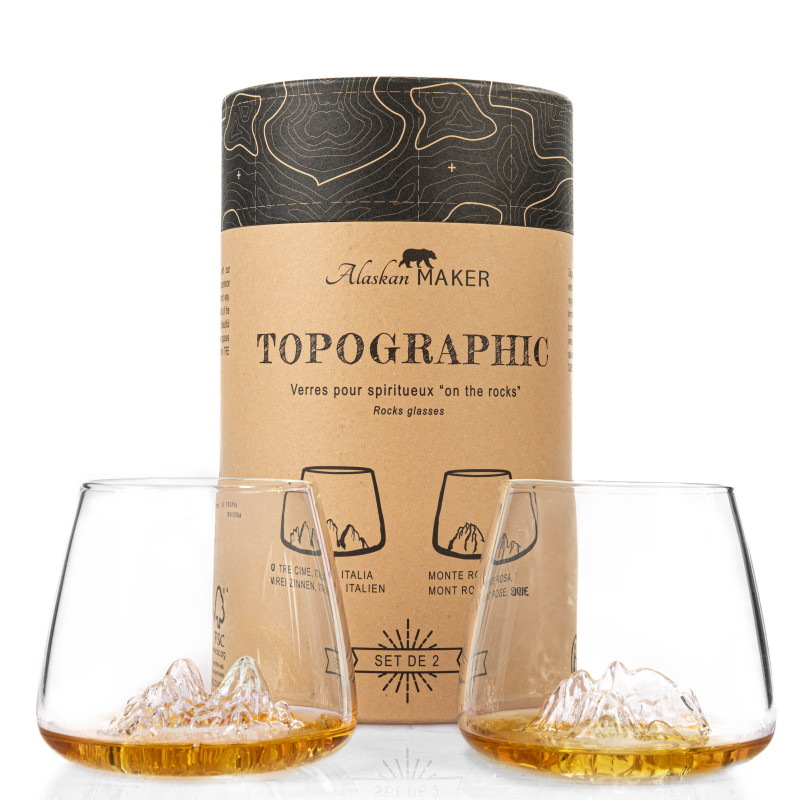 Set de 2 verres Topographic : Tre Cime di Lavaredo & Monte Rosa