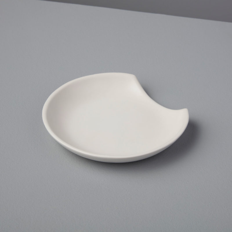 Repose-cuillère en grès, blanc