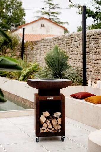 [BZ000001] BRASERO 8050 CORTEN avec roulettes