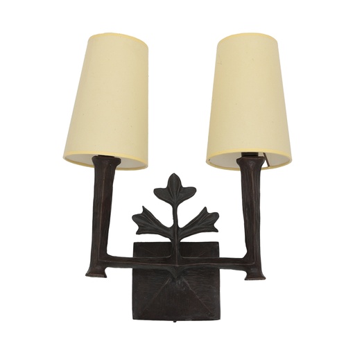 [OI000041] Applique Vérone Bronze patiné abat jour PVC ivoire