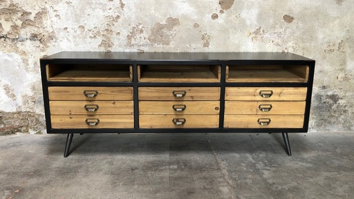[ZU000009] Meuble TV tiroirs métal et bois