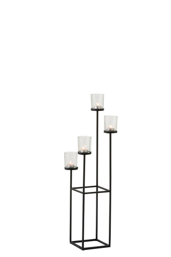 [JL000152] Chandelier 4 parties métal et verre